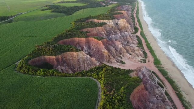 Fal&eacute;sias Praia Gunga Alagoas Paisagem Litoral Mar P&ocirc;r Por do Sol Oceano Areia Geologia Geografia Zona da Mata Geo Planeta Terra Ondas Geol&oacute;gico Acidente Geogr&aacute;fico