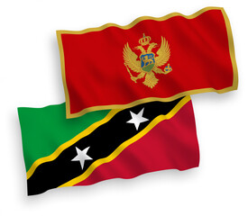 Flags of Federation of Saint Christopher and Nevis and Montenegro on a white background