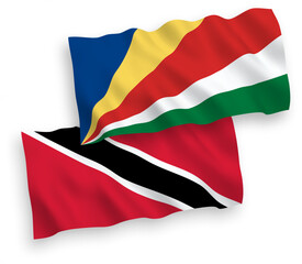 Flags of Republic of Trinidad and Tobago and Seychelles on a white background