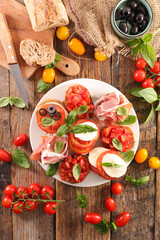 Italian food- bruschetta with chopped vegetables