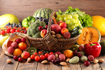 fresh fruits in wicker basket