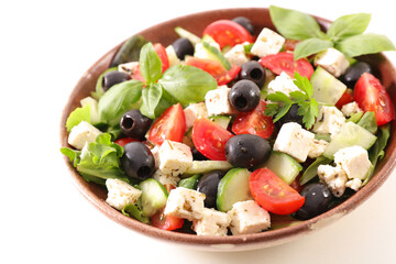Mixed vegetable salad on white background