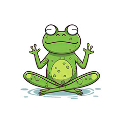 Frog character doing yoga - Cartoon Illustration 3