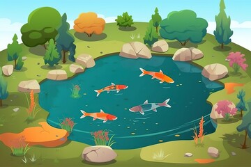 design sculpture garden,  large outdoor theater, playground ,community pool for swimmin , generative artificial intelligence