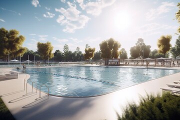 design sculpture garden,  large outdoor theater, playground ,community pool for swimmin , generative artificial intelligence