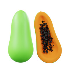 3d minimal rendering summer fruit papaya
