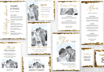 White & Gold Wedding Templates Suite