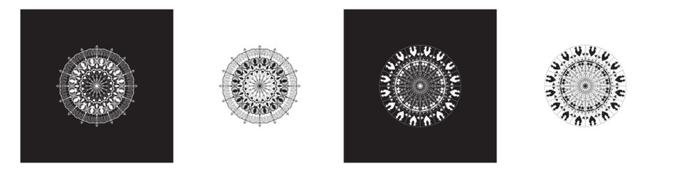 illustration of a silhouette of a guitar and Mandala art