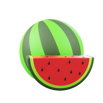 3d minimal rendering summer fruit watermelon