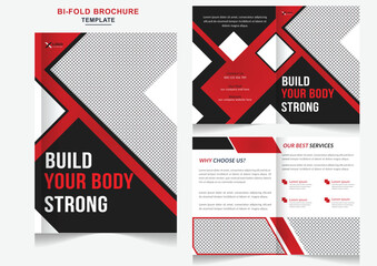 Training Bi-Fold Brochure design template and modern fashion gym center bifold brochure design template