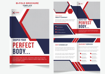 Creative gym training Bi-Fold Brochure design and Fashion business Bifold Brochure Template Fitness company profile design