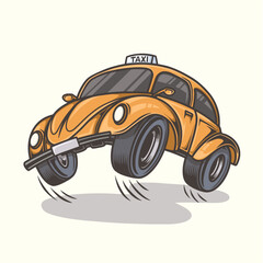 Yellow car cartoon vector illustration. This design can be edited again.