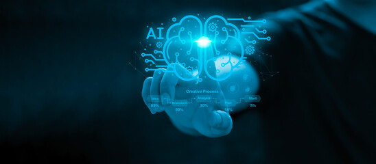 Concept Work AI Learning and artificial intelligence Business, modern technology, internet and...