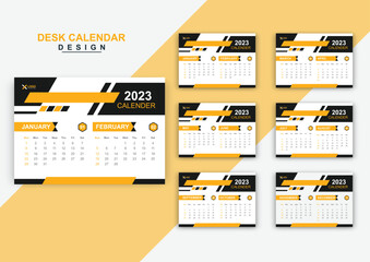 Corporate modern  6page desk calendar design template