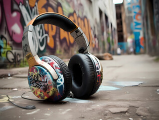 Headphones underground street music cover album