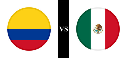 the concept of colombia vs mexico. flags of colombian and mexican. vector illustration