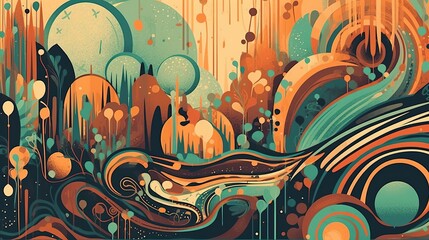 "Retro Fusion": A series of abstract images that combine fluid fusion techniques with a retro, 70s-inspired color palette, abstract