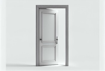 door isolated on white background PNG 3d rendering . light gray door. Generative AI