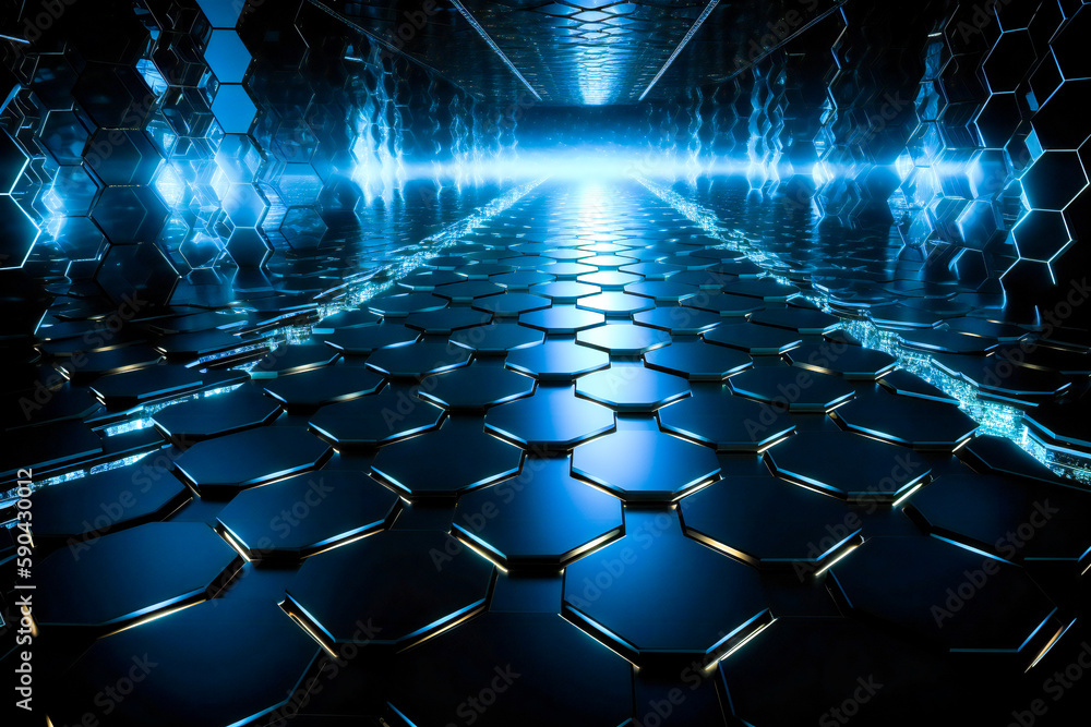 Aufkleber blue abstract technology background. abstract information technology, communications or artificial i