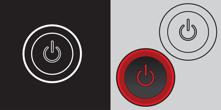 Power button swich turn on off icon vector symbol illustration on black and white background