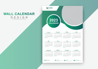 Modern new year single wall calendar design template 2023