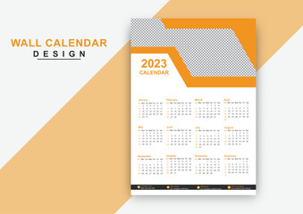 Modern new year single wall calendar design template 2023