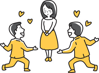 二人の男性から求婚される女性