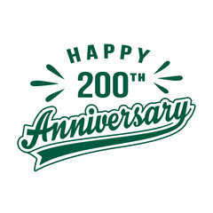 Happy 200th Anniversary. 200 years anniversary design template. Vector and illustration.
