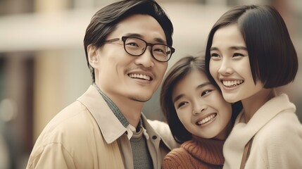 旅行するアジア人家族・ファミリー・親子・夫婦・子供・姉妹（Generative AI）
