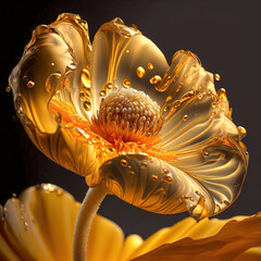 Beautiful yellow glass flower ,made with Generative AI