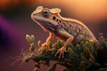 Fototapeta premium Whimsical iguana close-up portrait ,made with Generative AI