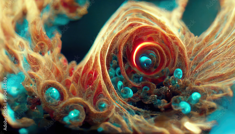 Poster fibonacci spiral background, abstract fractal structures ,made with generative ai