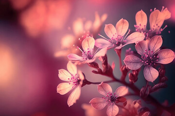 Obraz na płótnie Canvas Beautiful wild flowers in spring, macro shot ,made with Generative AI