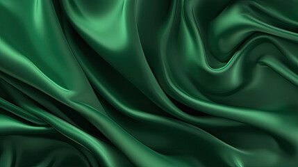 Obraz premium Dark Green Luxurious Silk Satin: Opulent, Glossy, and Elegant Background Designs. Generative AI Illustration.