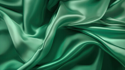 Green Luxurious Silk Satin: Opulent, Glossy, and Elegant Background Designs. Generative AI Illustration.