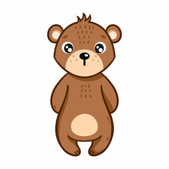 Cute teddy bear on white background. Vector illustration in cartoon style. Drawing for children. The decor of poster or postcard.