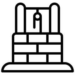water well ilustration design with outline