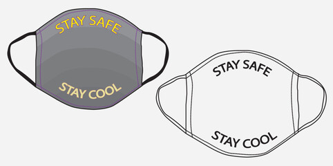 saty safe stay cool,Black and White Medical or Surgical Face Masks. Virus Protection. 