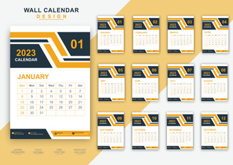Naklejka na ściany i meble New year 2023 calendar stylish design template