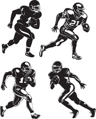 American football player Vector silhouette, Illustration, SVG