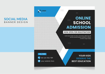 School admission social media post and web banner template 