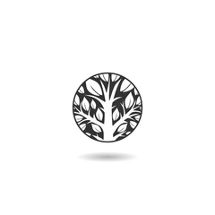 Elegant tree logo design with shadow