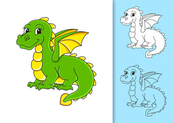 Set of images isolated on white and colored background. Design element. Black stroke. cartoon style. Fairytale theme. Vector illustration.