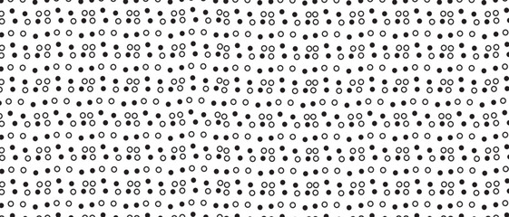 Black polka dot pattern on white background. Straight dot pattern for backdrop and wallpaper template. Simple classic polka dot lines with repeat stripes texture. Polka background, vector illustration