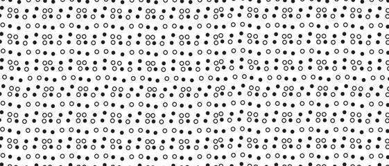 Black polka dot pattern on white background. Straight dot pattern for backdrop and wallpaper template. Simple classic polka dot lines with repeat stripes texture. Polka background, vector illustration