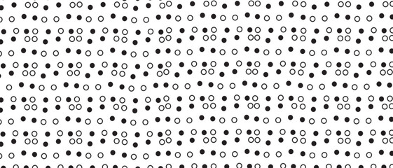 Black polka dot pattern on white background. Straight dot pattern for backdrop and wallpaper template. Simple classic polka dot lines with repeat stripes texture. Polka background, vector illustration