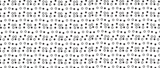 Black polka dot pattern on white background. Straight dot pattern for backdrop and wallpaper template. Simple classic polka dot lines with repeat stripes texture. Polka background, vector illustration