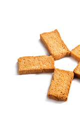 Rusk or toasts on a white background