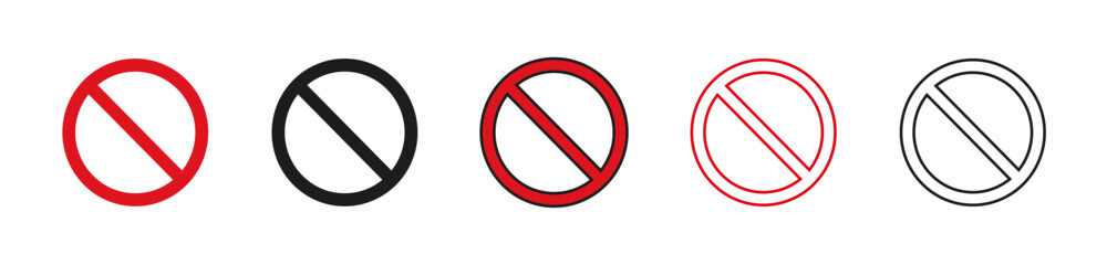 Forbidden sign. Sign red and black prohibition sign icon set. NO symbol. Vector illustration eps 10