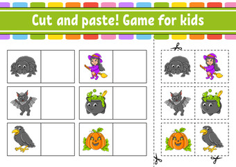 Cut and paste. Game for kids. Educational activity worksheet for kids and toddlers. Game for children. Vector illustration.